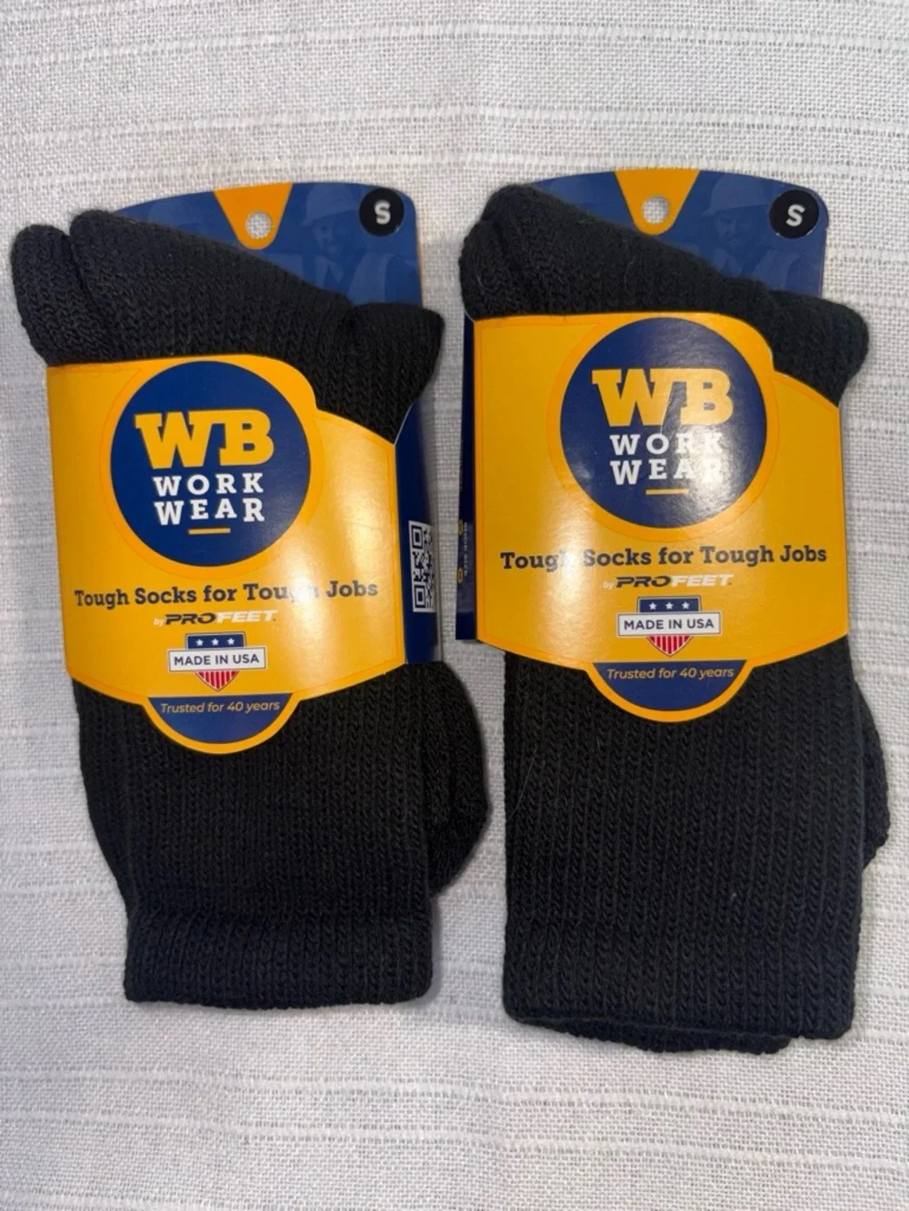 NWT Wilson Brown WB Workwear Heavy Duty Boot Socks Black 2 Pack Size S
